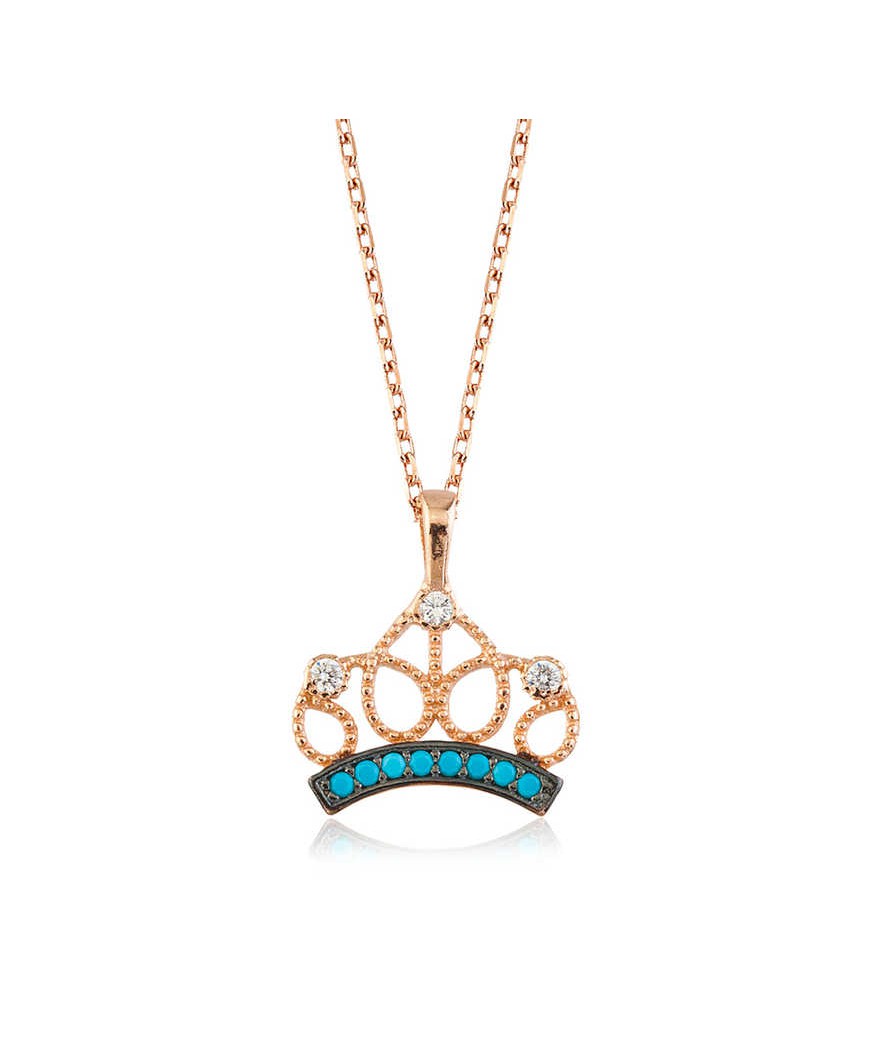 Gümüş Kraliçe Tacı Bayan Kolye