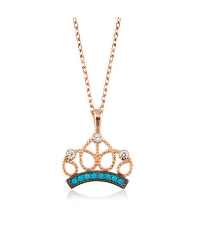 Gümüş Kraliçe Tacı Bayan Kolye