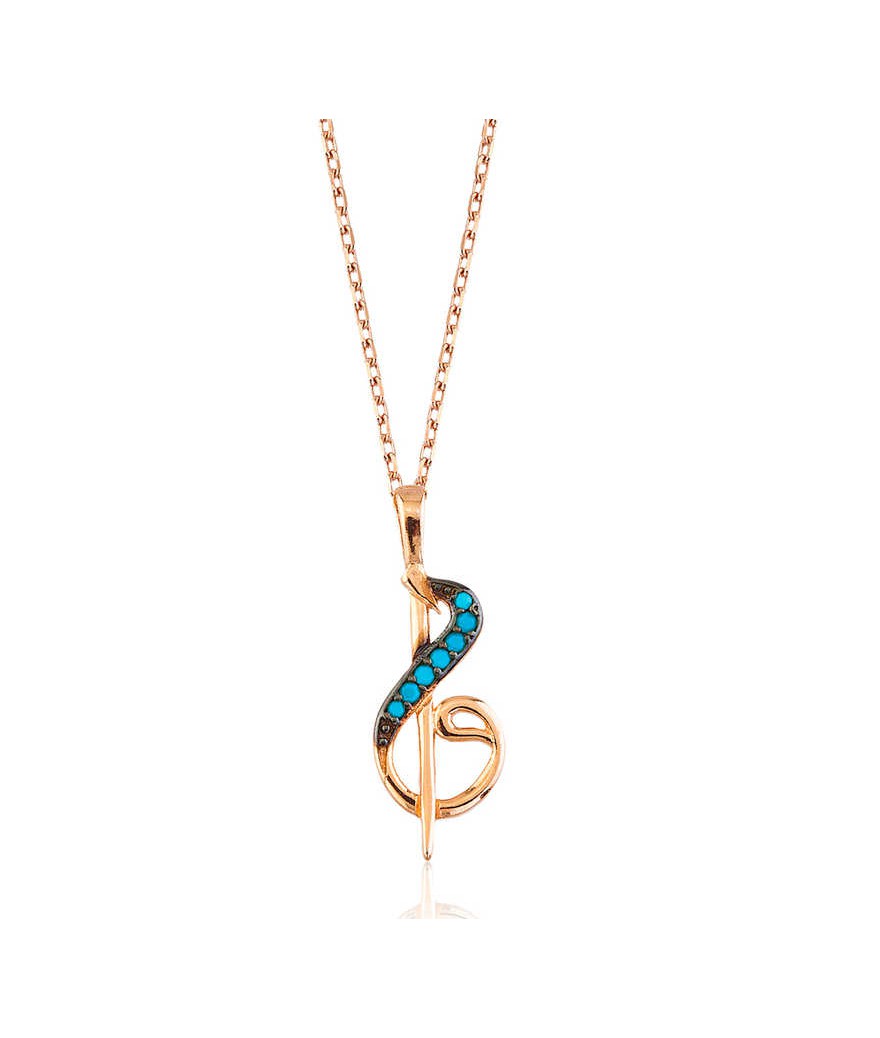 Gümüş Nota Figürlü Elif Vav Bayan Kolye