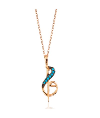 Gümüş Nota Figürlü Elif Vav Bayan Kolye