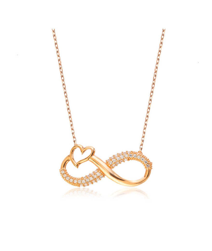 Gümüş Kalpli Sonsuzluk Bayan Kolye