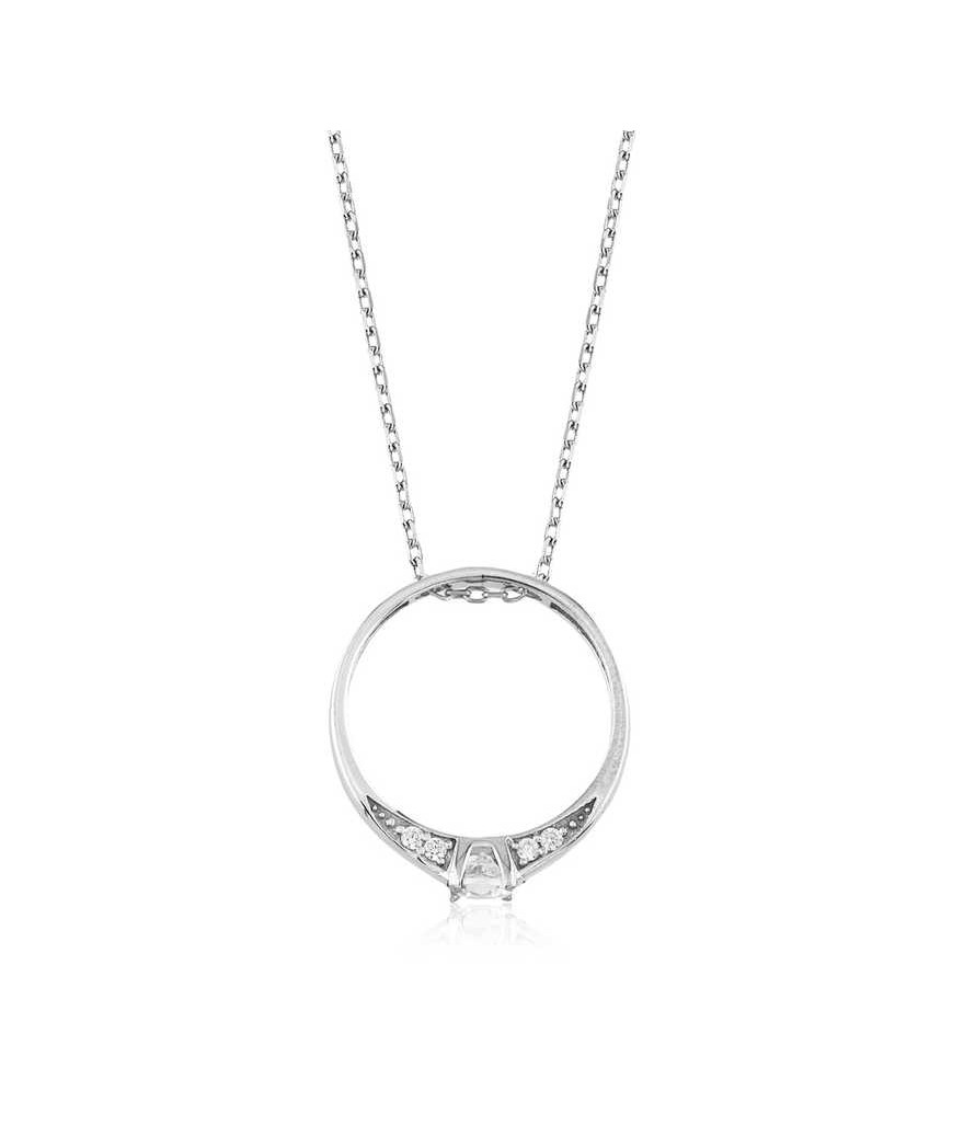 Gümüş Tek Taş Yüzük Bayan Kolye