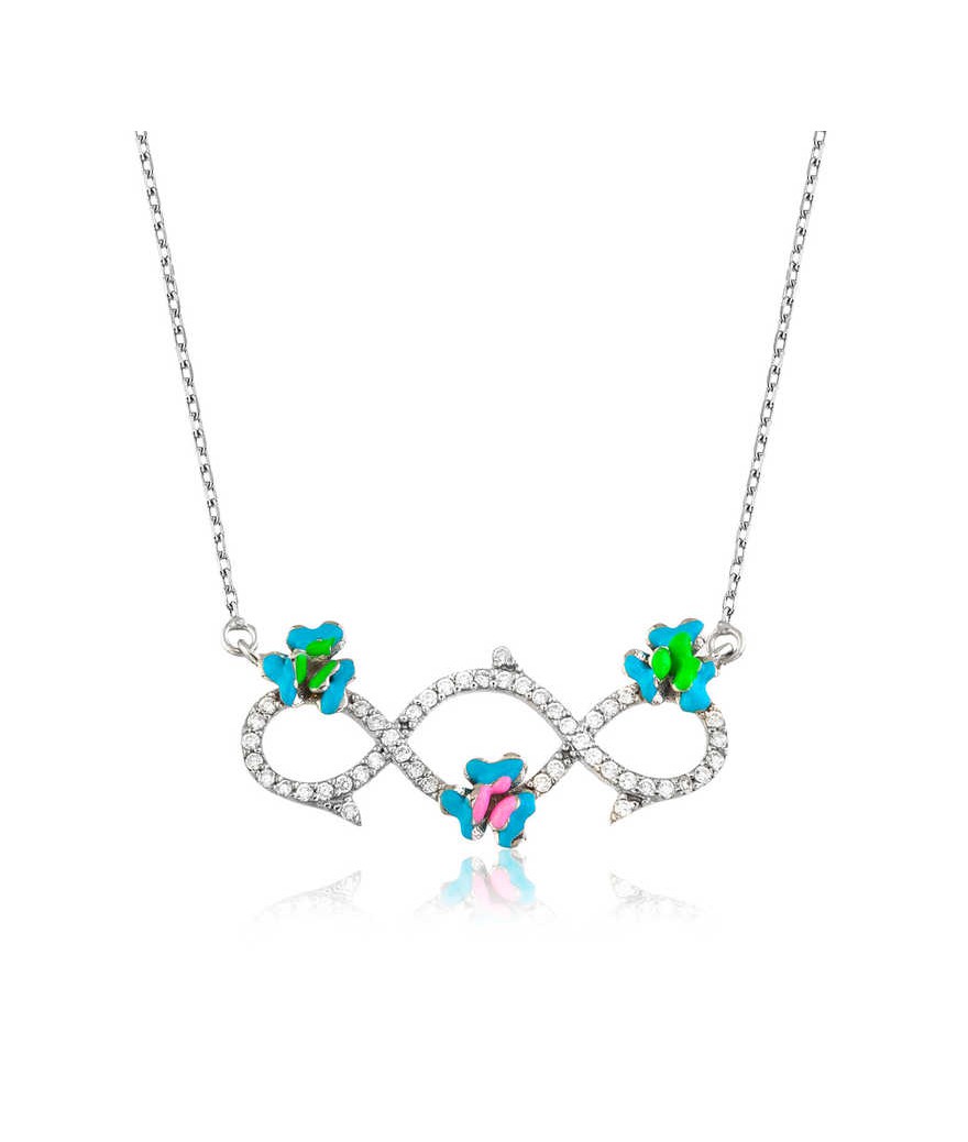 Gümüş Çiçekli Sonsuzluk Bayan Kolye