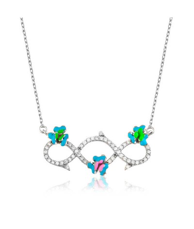 Gümüş Çiçekli Sonsuzluk Bayan Kolye