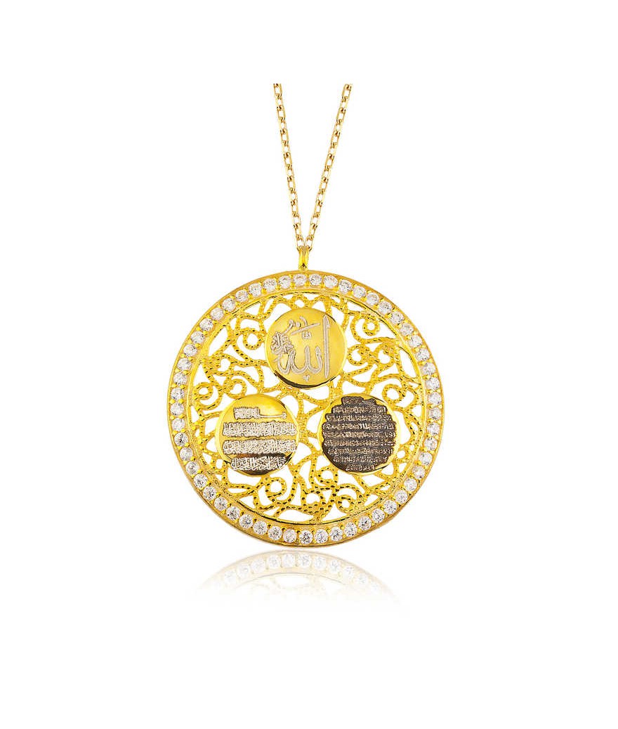 Gümüş Ayetel Kürsi ve Dualar Bayan Kolye