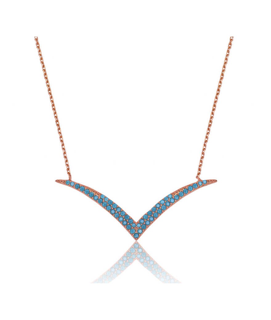 Gümüş Firuze Taşlı Martı Bayan Kolye