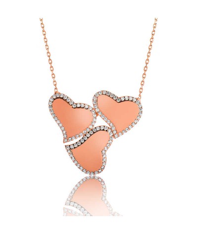 Gümüş İsimli Üç Kalpli Bayan Kolye