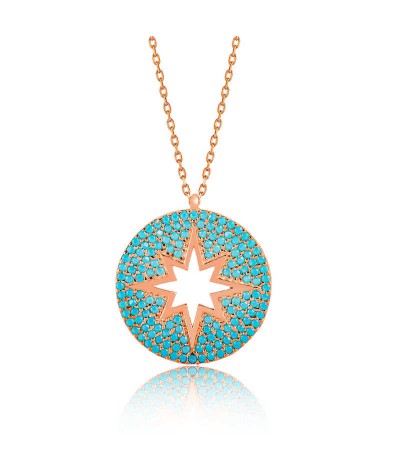 Gümüş Mavi Kutup Yıldızı Bayan Kolye