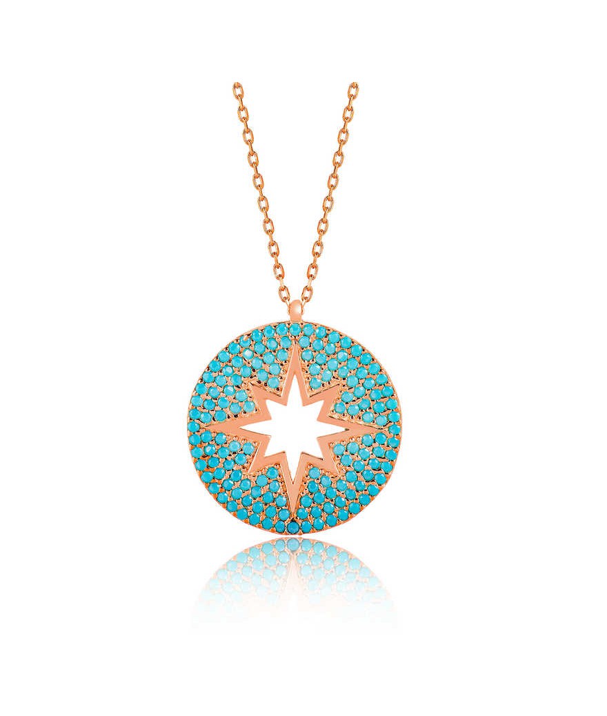 Gümüş Mavi Kutup Yıldızı Bayan Kolye