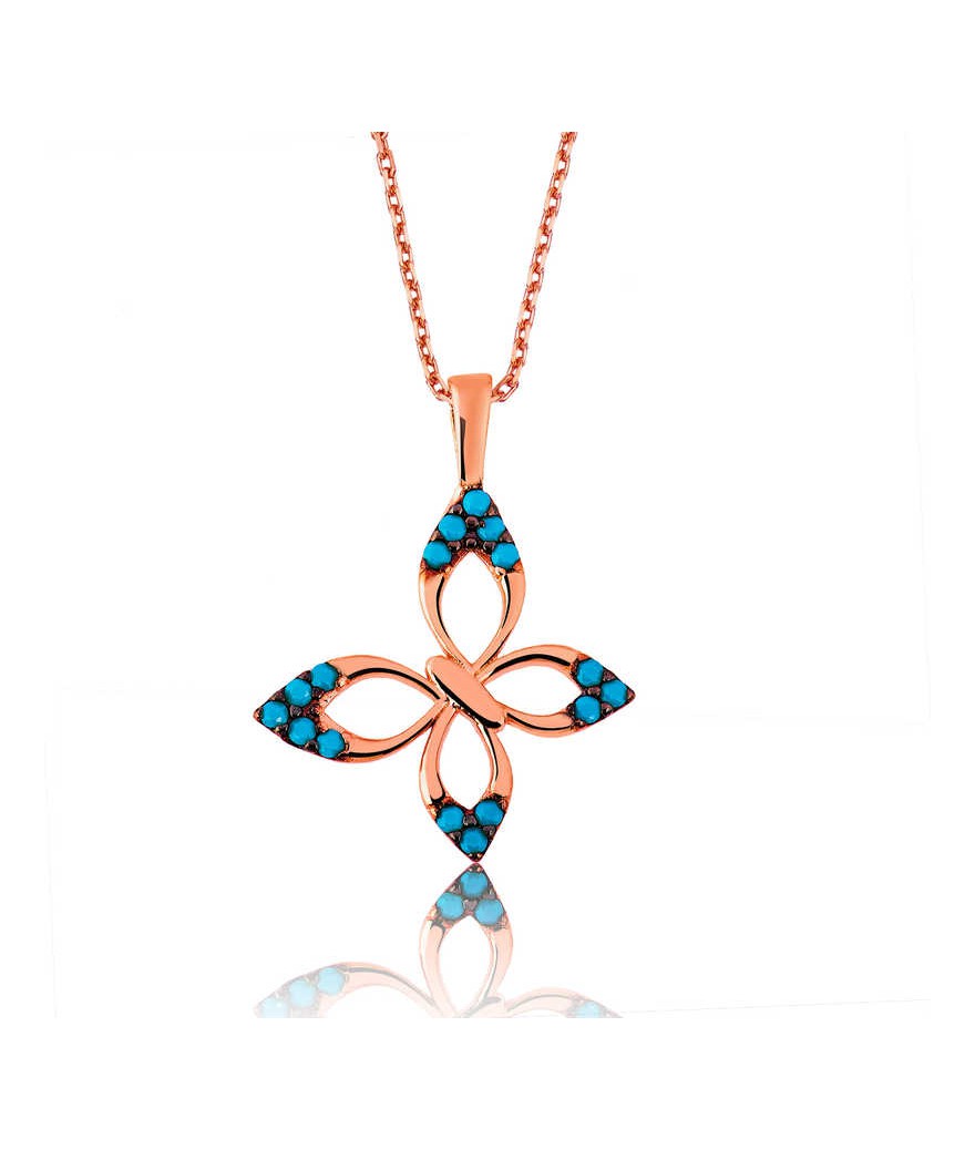 Gümüş Mavi Kelebek Bayan Kolye