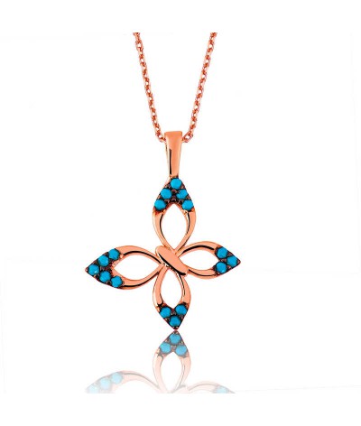 Gümüş Mavi Kelebek Bayan Kolye