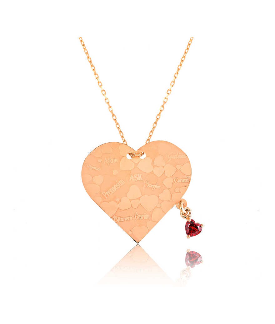 Gümüş Kalpli Aşk Sözleri Bayan Kolye