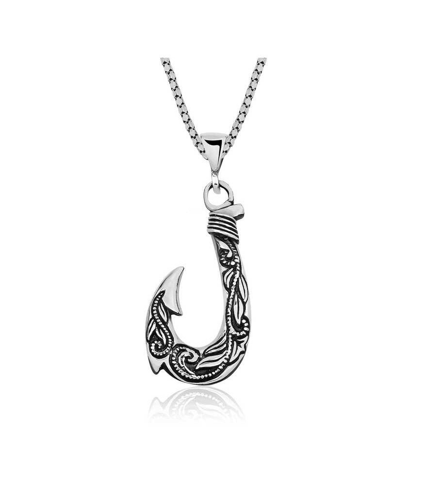 Gümüş Kanca Erkek Kolye