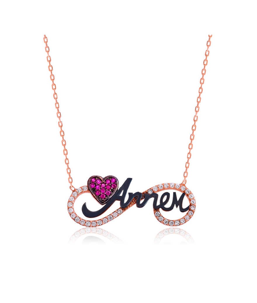 Gümüş Annem Yazılı Sonsuzluk Bayan Kolye