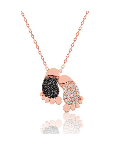 Gümüş Ayak İzi Bayan Kolye