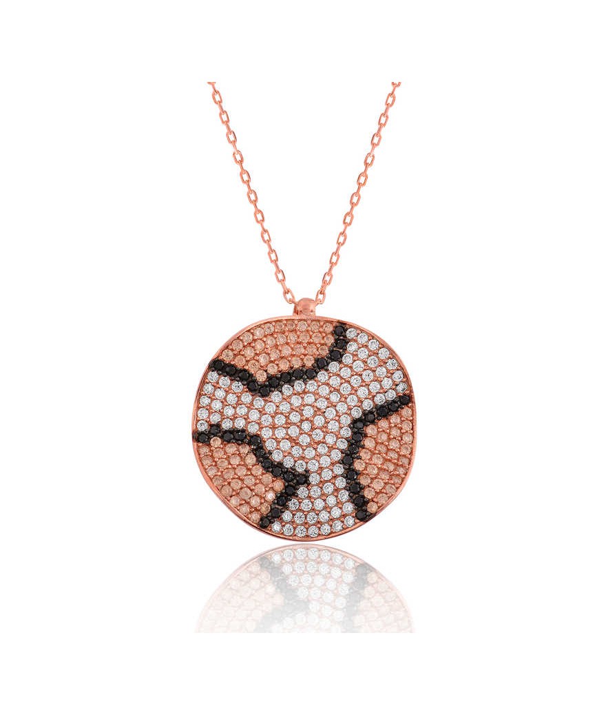 Gümüş Taşlı Dalgalı Bayan Kolye