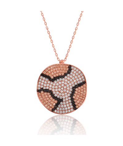 Gümüş Taşlı Dalgalı Bayan Kolye