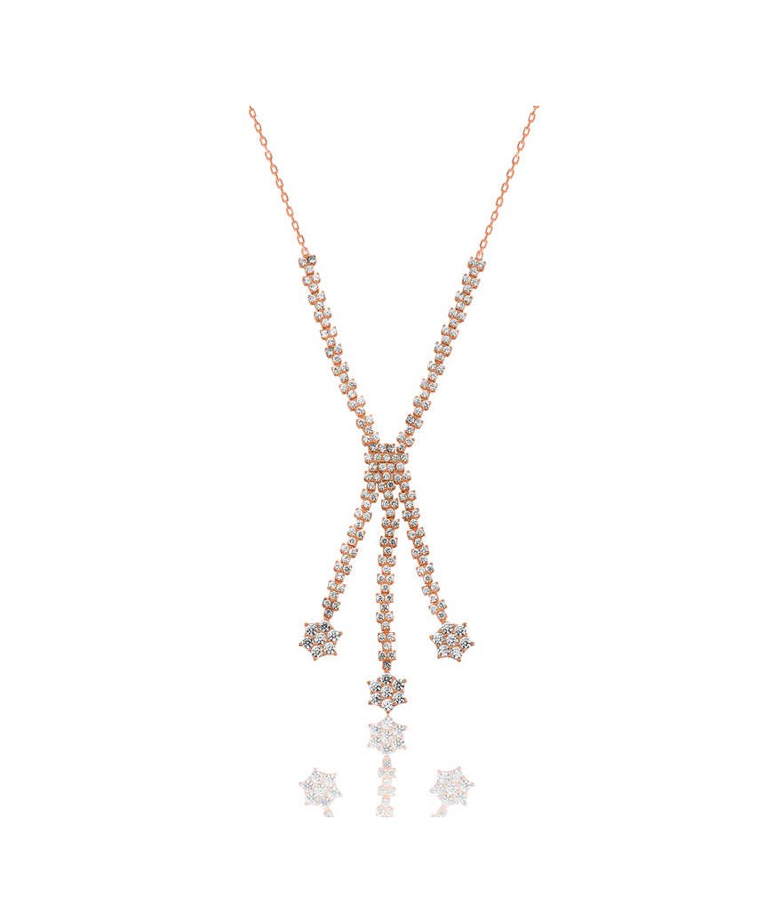 Gümüş Taşlı Çiçek Bayan Kolye