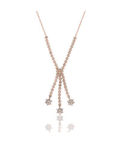 Gümüş Taşlı Çiçek Bayan Kolye