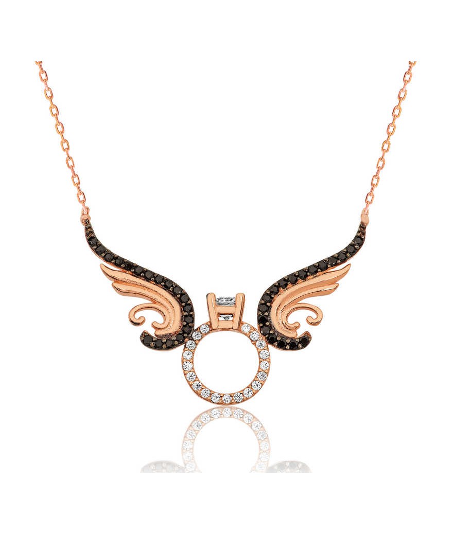 Gümüş Tek Taş Melek Bayan Kolye