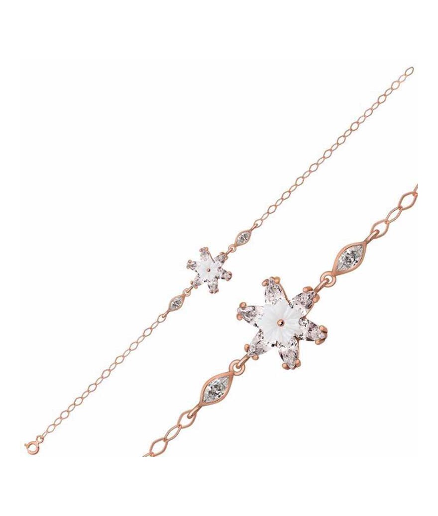 Gümüş Beyaz Lotus Çiçeği Bileklik