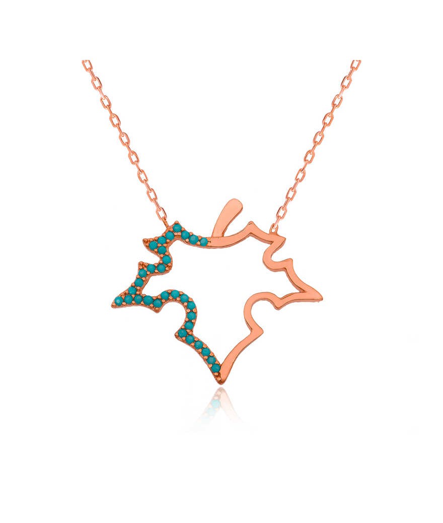 Gümüş Mavi Yaprak Bayan Kolye