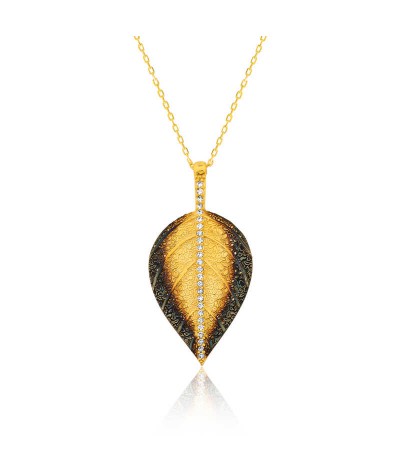 Gümüş Yaprak Bayan Kolye